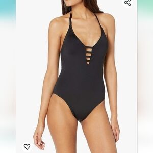 La Blanca Island Goddess lattice  Keyhole Halter One Piece size 10 swimsuit